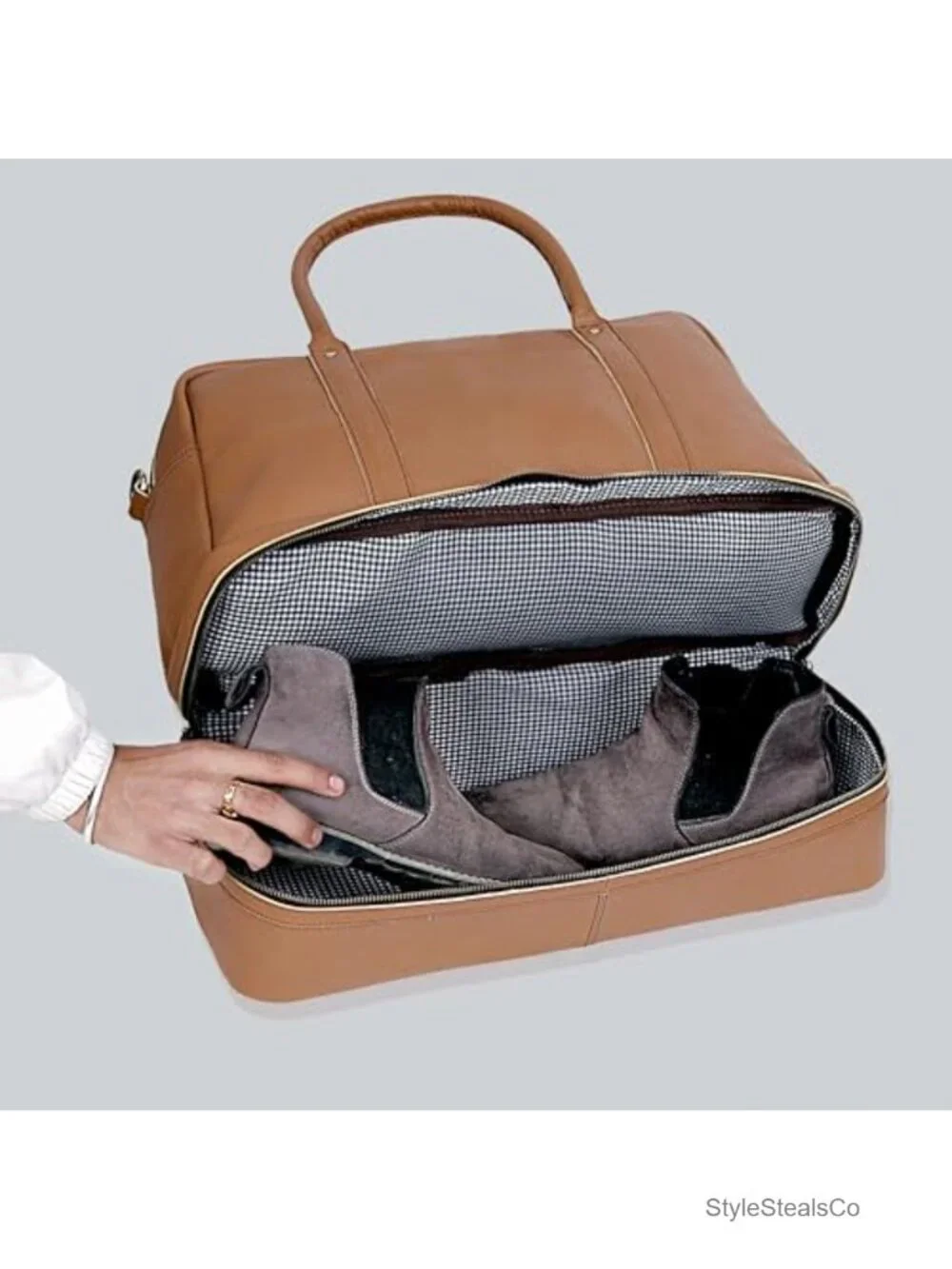 Genuine Hair-On Cowhide Leather Duffel Bag - Weekender Travel Overnight Gym Bag